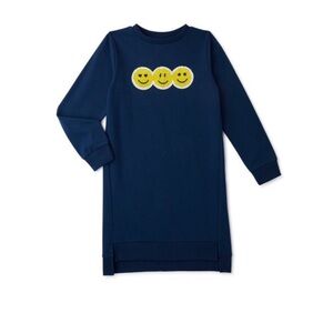 Girls l.o.l lol long sleeve sweatshirt dress - sequin happy face
